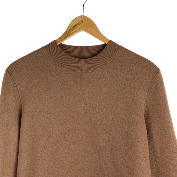 Theory Sweater Wool Blend Tunic High Low Tan Brown Women’s Size S Tight Knit - Picture 5 of 16